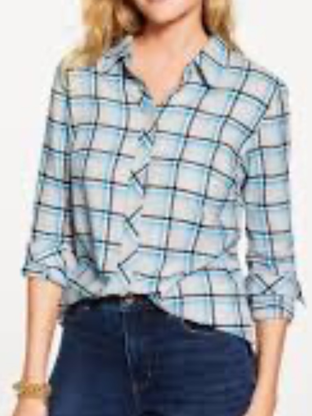 NWT Talbots Gray Light Blue Flannel
Modern Classic Shirt - MERRY PLaid